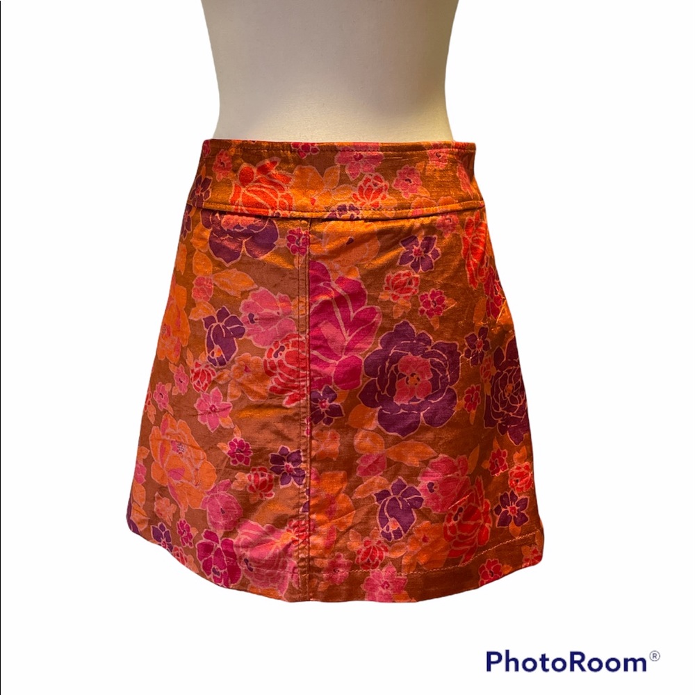 FREE PEOPLE Velvet like Floral Fall Mini Skirt
